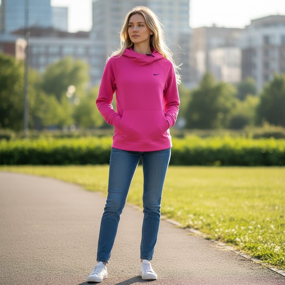 Nike Hoodie Women Medium Pink Excellent Hyperwarm Fleece Pullover Cowl Neck